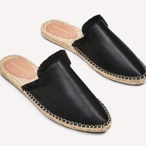 Zara Espadrille Toe Cap Mules Black